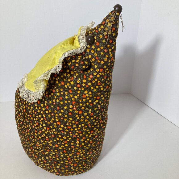 Vintage Handmade Mouse DoorStop Holder Weighted‎ Floral Brown Yellow 10 x 15" - Picture 2 of 8